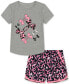 Фото #1 товара Toddler & Little Girls Logo T-Shirt & Printed Woven Shorts, 2 Piece Set