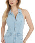 ფოტო #3 პროდუქტის Women's Elodee Collared Halter Sleeveless Denim Bodycon Dress