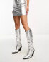 Фото #2 товара Public Desire Navada western knee boot in textured silver