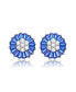 ფოტო #3 პროდუქტის Sterling Silver with White Gold Plated Round and Baguette Cubic Zirconia Stud Earrings