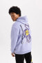 Фото #1 товара Fit Nba Los Angeles Lakers Boxy Fit Kapüşonlu Kalın Sweatshirt A7283ax23au