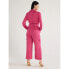 Фото #3 товара Scoop Wide Leg Satin Jumpsuit with Cargo Pockets Women Large Pink 100% Polyester