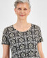 Фото #3 товара Women's Printed Scoop-Neck Short-Sleeve Top, Created for Macy's