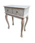 Фото #3 товара 2 Drawer Mango Wood Console Table With Floral Carved Front, Brown And White