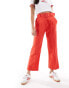 ASOS DESIGN tailored belted trouser with linen in red