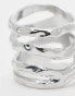 ASOS DESIGN wrap molten ring in silver tone