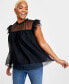 ფოტო #1 პროდუქტის Women's Tulle Flutter-Sleeve Top, Created for Macy's