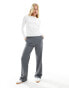 Фото #2 товара Mango zip side straight leg trousers in grey