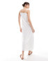 Vero Moda v neck broderie jersey maxi dress in white