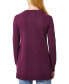 ფოტო #2 პროდუქტის Women's Ribbed Seamed Long-Sleeve High-Low-Hem V-Neck Sweater