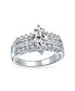 ფოტო #1 პროდუქტის Art Deco Style 2.5CT Wide Triple 3 Row Band Channel Set Cubic Zirconia AAA CZ Solitaire Brilliant Cut Marquise Engagement Ring .925 Sterling Silver