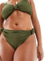 Фото #4 товара South Beach Curve knot front high waist crinkle bikini bottom in sage green