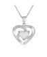 ფოტო #1 პროდუქტის Romantic Opulence Gemstone CZ Pave Accent Swirling Solitaire White Created Opal Heart Necklace Pendant For Women Sterling Silver October Birthstone