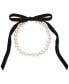 Фото #1 товара Gold-Tone Imitation Pearl Velvet Tie 78" Statement Necklace