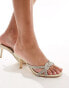 Фото #1 товара Truffle Collection heel embelished mule sandals in stone