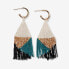 ფოტო #1 პროდუქტის INK + ALLOY James Mini Gold Hoop Mixed Angles Beaded Fringe Earrings Teal