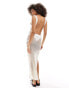 Miss Selfridge beach open crochet low back maxi dress in cream Бежевый, M - EU 40-42 - фото #3