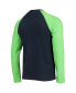 Фото #2 товара Men's College Navy, Neon Green Seattle Seahawks League Raglan Long Sleeve T-shirt