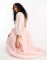 Glamorous tie back puff sleeve midi smock dress in pink organza