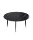 Фото #5 товара 59.05" Modern Man-Made Stone Round Black Metal Dining Table-Position For 6 People