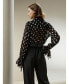 Women's Polka Dots Georgette Blouse White dots in black, XSmall - фото #5