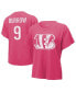 ფოტო #1 პროდუქტის Women's Threads Joe Burrow Pink Distressed Cincinnati Bengals Name and Number T-shirt