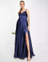 Little Mistress pleated maxi dress in navy