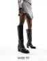 Public Desire Wide Fit Nashville knee boot with hardware in black