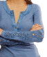 ფოტო #4 პროდუქტის Women's Our Song Cotton Henley Crochet-Cuff Top