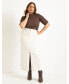 Plus Size Sleek Funnel Neck Elbow Sleeve Sweater