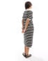 YAS crochet midi dress in black stripe - MULTI