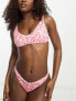 Фото #1 товара Hollister ribbed floral print co-ord bikini top in white and pink floral