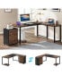 62.99" L-Shaped Computer Desk with Mobile File Cabinet, Large Executive Office Desk with 3-Drawer Vertical Filing Cabinet, Business Furniture Sets for Home Office
