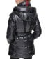 Karl Lagerfeld Womens Shine Hooded Short Belted Puffer Coat