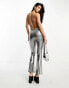 Threadbare festival wide leg trousers co-ord in silver