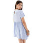 Wednesday's Girl short sleeve smudge spot mini dress in sea blue