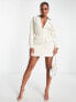 Simmi relaxed plunge front blazer shirt dress in cream
