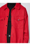 Kadın Kırmızı Çitçitli Cepli Gömlek Ceket 3wak60007pw