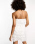 Фото #2 товара ASOS DESIGN tiered mini fringed dress with cross back detail in white