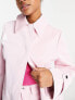 Miss Selfridge cargo pocket detail vinyl faux leather coat in pink co-ord