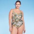 Women's Tropical Floral Print Shirred Medium Coverage One Piece Swimsuit - Kona