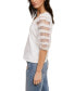 ფოტო #2 პროდუქტის Ribbed Knit Top With Ruffle Mesh Puff Sleeve