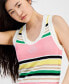 ფოტო #3 პროდუქტის Women's Striped Round-Neck Sleeveless Sweater