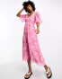 Фото #1 товара Whistles printed midi smock dress in pink