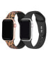 Фото #1 товара Men's and Women's Rose Gold Tone Cheetah and Black Glitter 2 Piece Silicone Band for Apple Watch 38mm