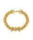 ფოტო #3 პროდუქტის 14k Yellow Gold Plated with Cubic Zirconia Triple Circle Round Woven Braided Link Chain Bracelet