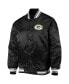 ფოტო #3 პროდუქტის Men's Black Green Bay Packers Locker Room Satin Varsity Full-Snap Jacket