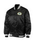 Фото #3 товара Men's Black Green Bay Packers Locker Room Satin Varsity Full-Snap Jacket