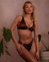 Wolf & Whistle X Emily Hughes Fuller Bust high apex ring front bikini top in high shine brown