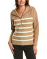 Фото #1 товара Forte Cashmere Striped Rib Mock Neck Wool & Cashmere-Blend 1/2-Zip Sweater